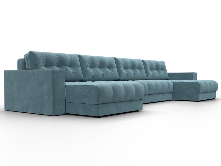 Диван П-образный с декором Лига-049 НПБ Лонг (seven 113 бирюзовый)
