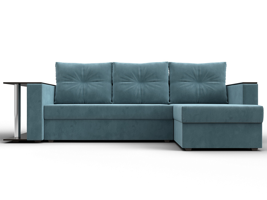 Диван угловой Атланта со столом правый угол (seven 113 бирюзовый)
