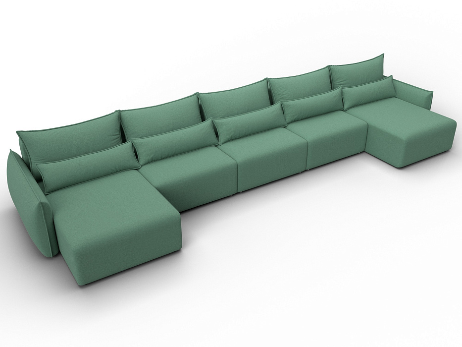 Диван П-образный Лига-051 НПБ МегаЛонг (амур 11 зеленый)