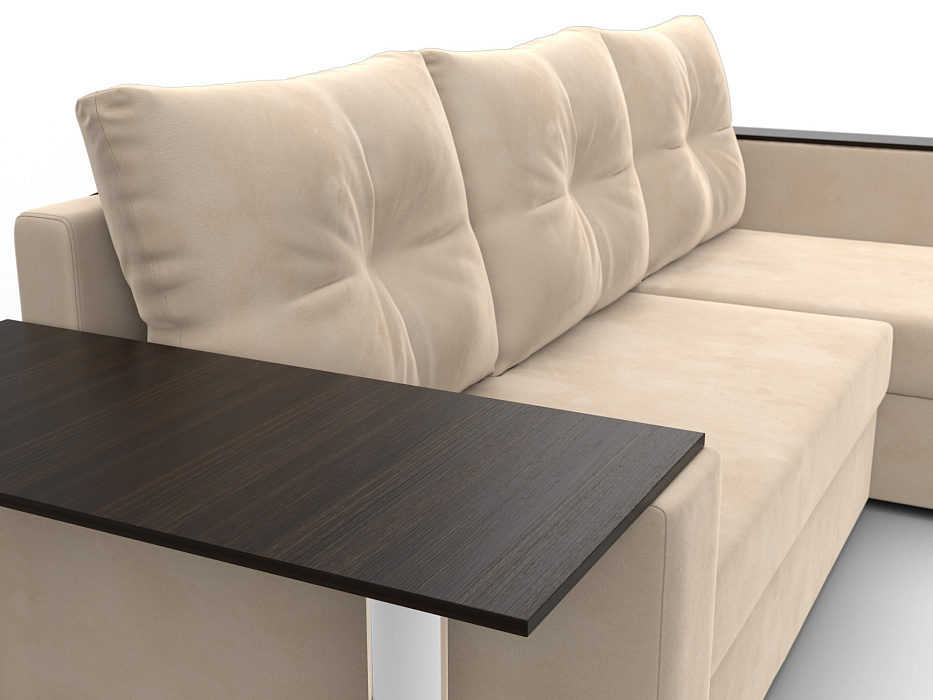 Диван угловой Атланта со столом правый угол (seven 729 бежевый)