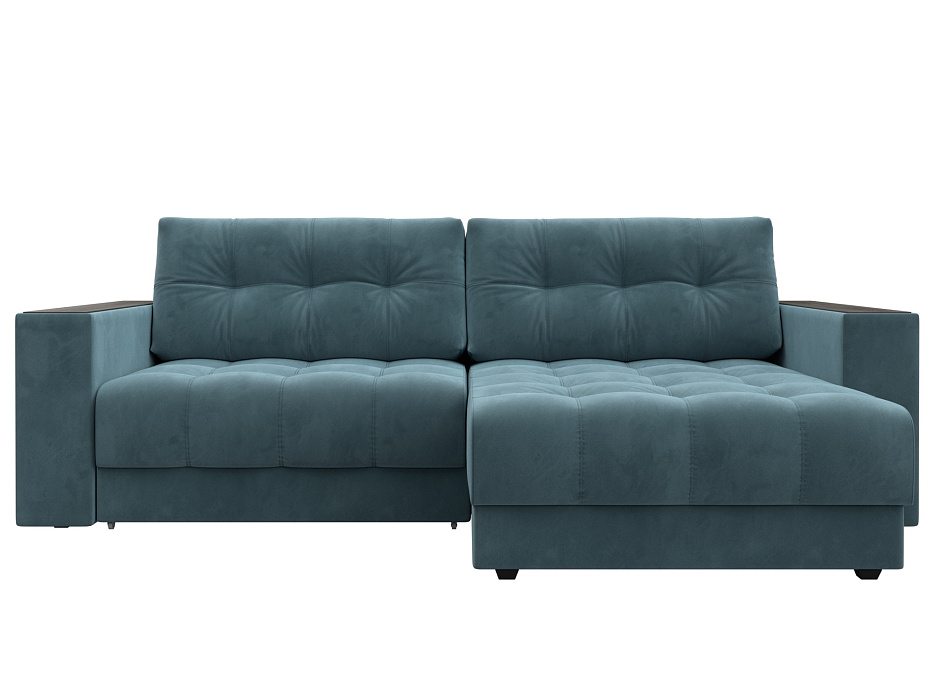 Диван угловой с декором Лига-049 НПБ (seven 113 бирюзовый)