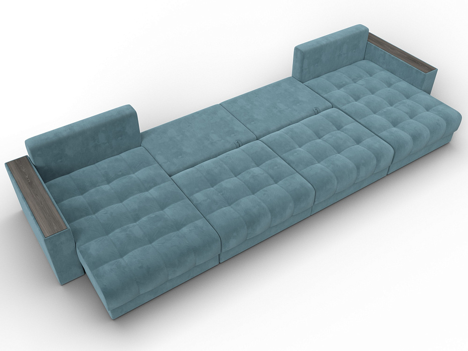 Диван П-образный с декором Лига-049 НПБ Лонг (seven 113 бирюзовый)