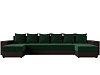 П-образный диван Дубай полки слева (зеленый\коричневый)