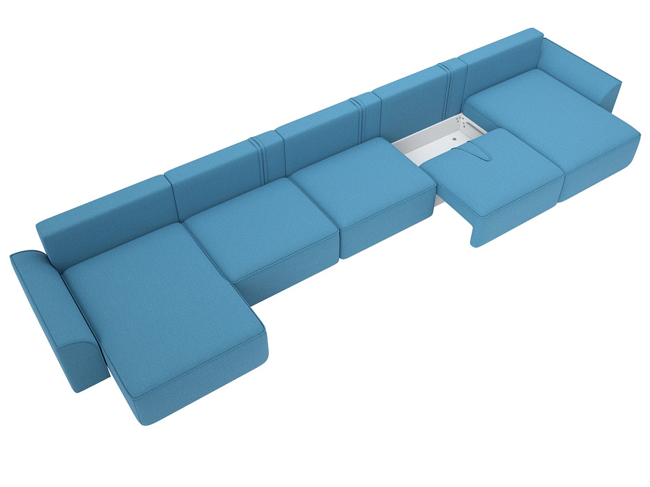 Диван П-образный Лига-048 НПБ МегаЛонг (амур 10 голубой)