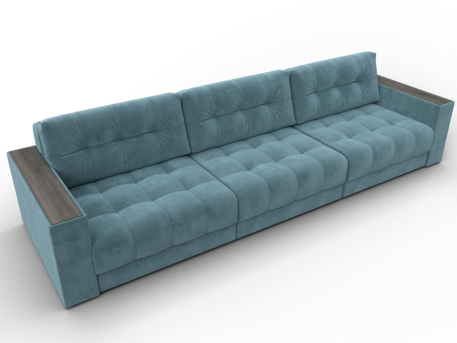 Диван прямой с декором Лига-049 НПБ Лонг (seven 113 бирюзовый)