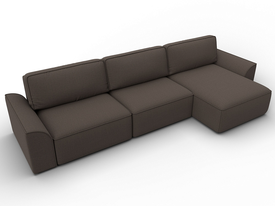 Диван угловой Лига-048 НПБ лонг (амур 05 коричневый)