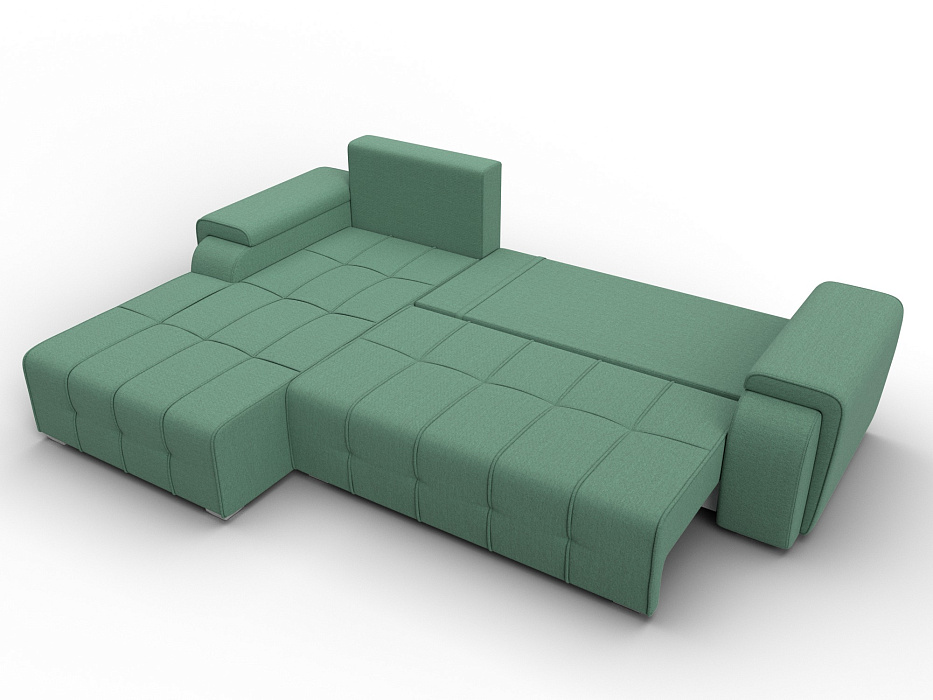 Диван угловой Лига-121 левый угол (амур 11 зеленый)