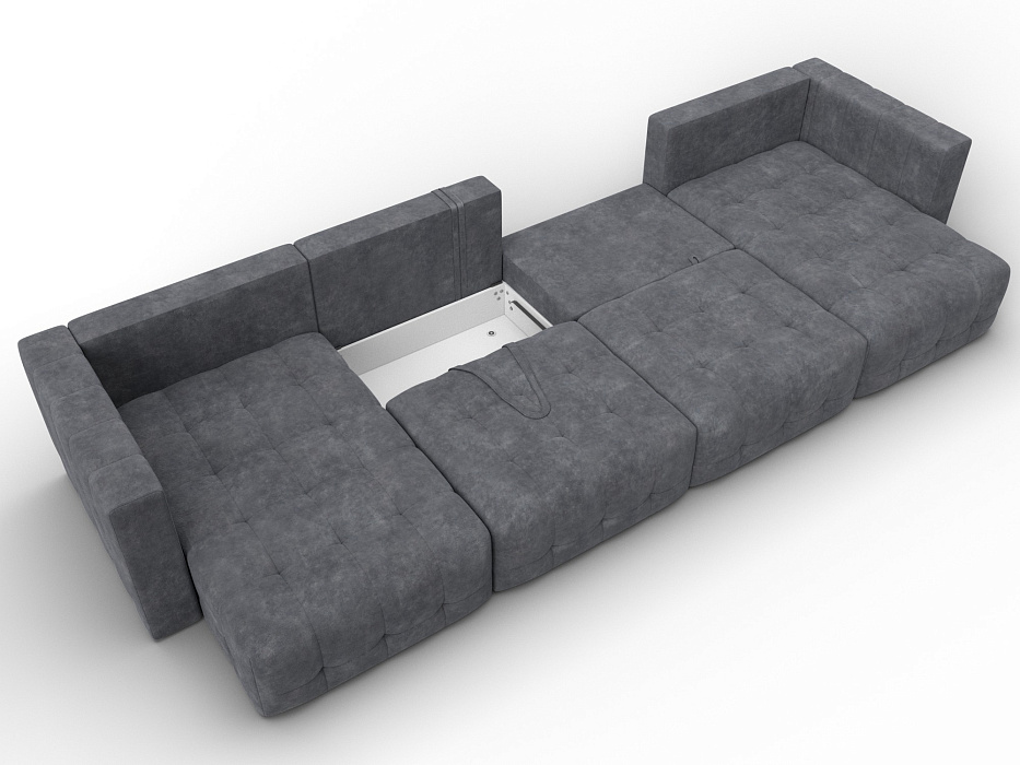 Диван П-образный Лига-052 НПБ Лонг (brut 16 темно-серый)