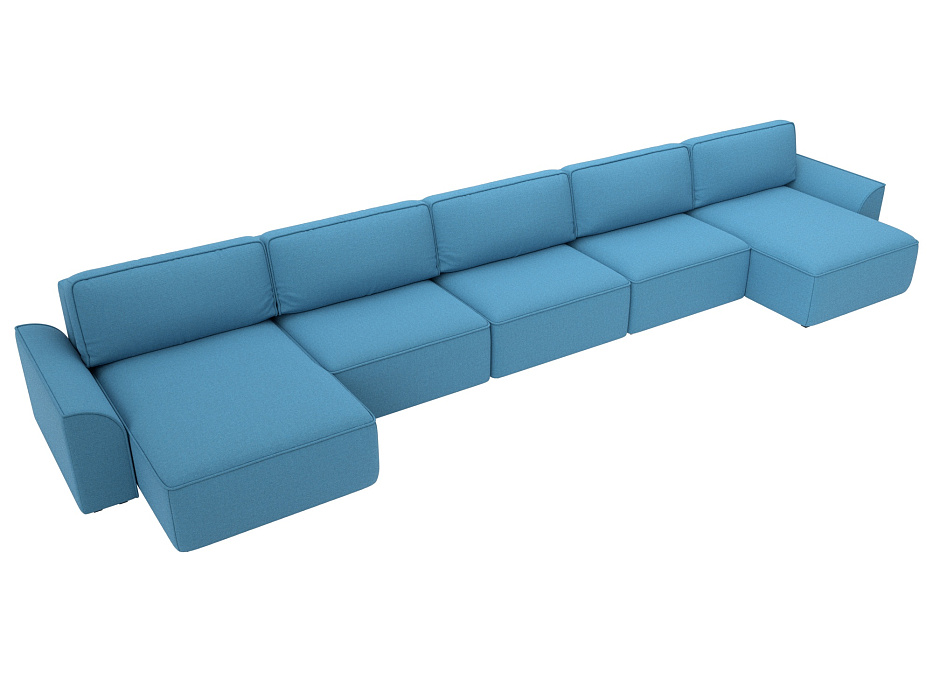 Диван П-образный Лига-048 НПБ МегаЛонг (амур 10 голубой)