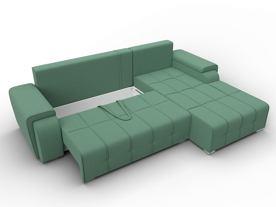 Диван угловой Лига-121 правый угол (амур 11 зеленый)