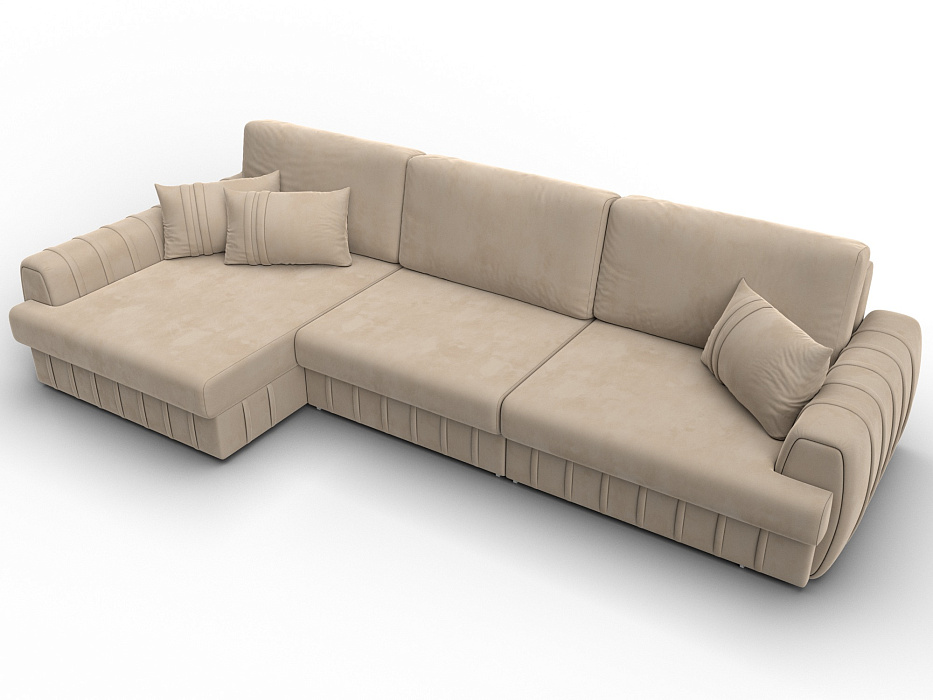 Диван угловой Лига-057 НПБ Лонг угол левый (seven 729 бежевый)