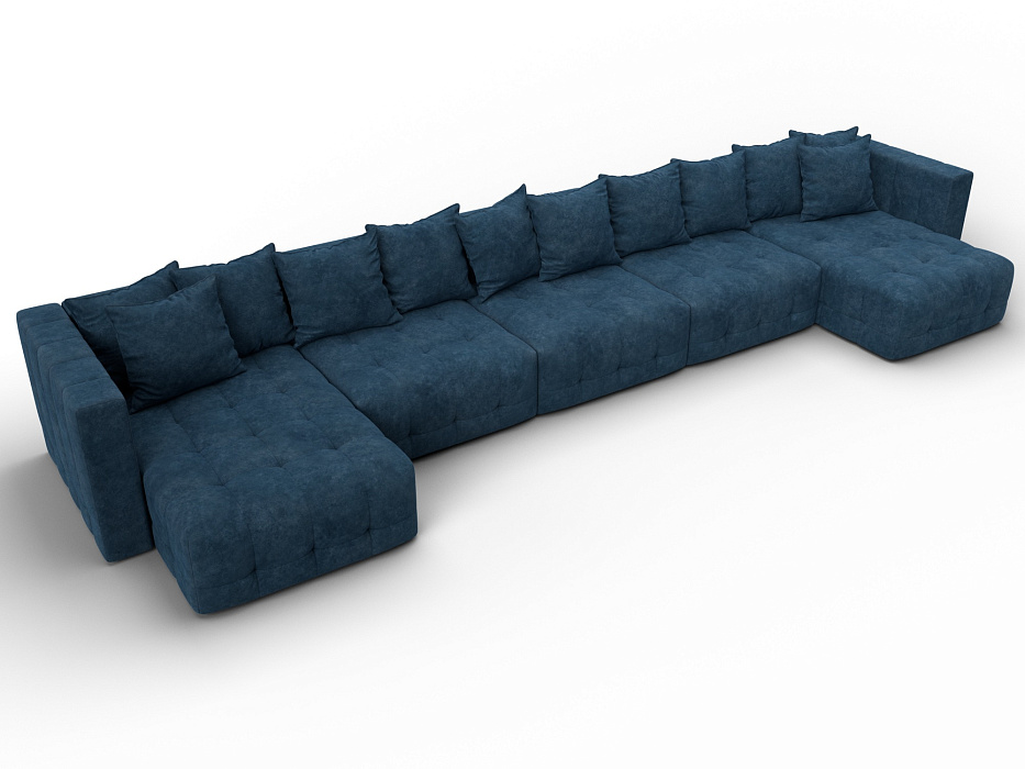 Диван П-образный Лига-052 НПБ МегаЛонг (brut 11 синий)