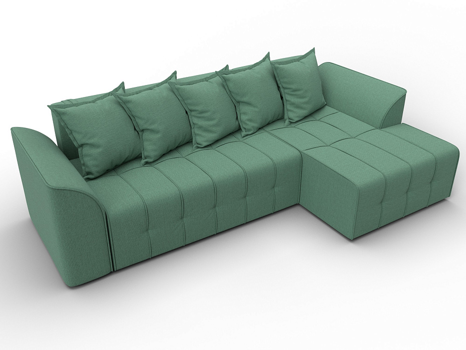 Диван угловой Лига-113 угол правый (амур 11 зеленый)