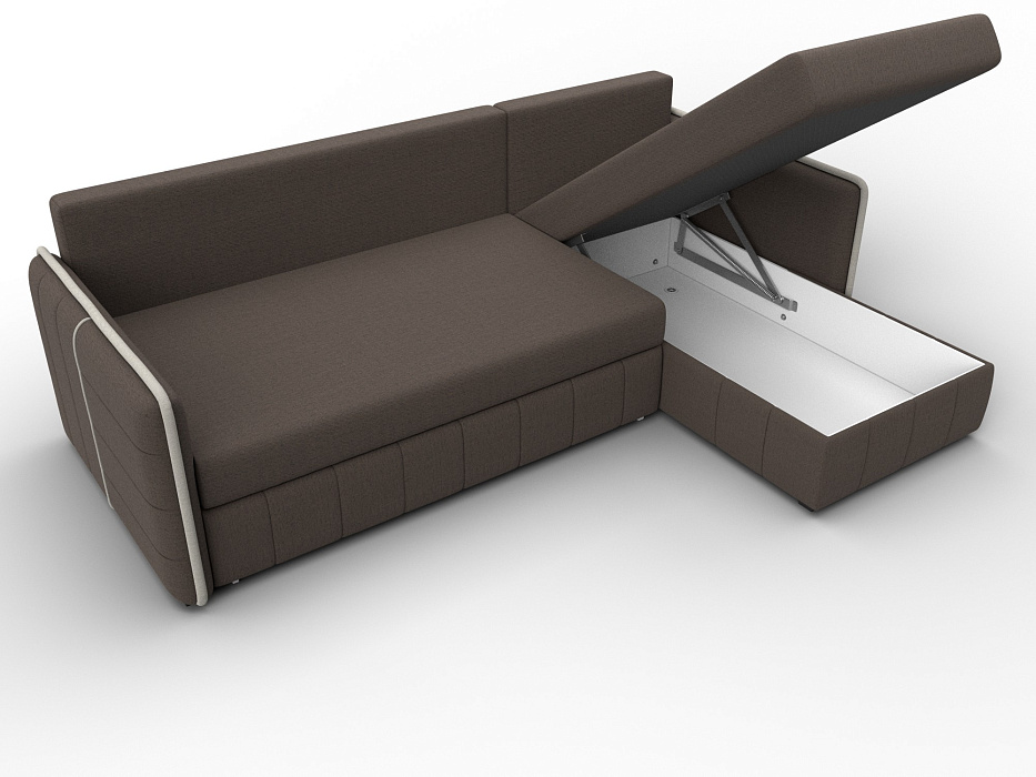 Диван угловой Лига-078 угол универсальный (амур 05 коричневый/амур 02 бежевый)