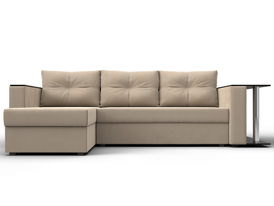 Диван угловой Атланта со столом левый угол (seven 729 бежевый)