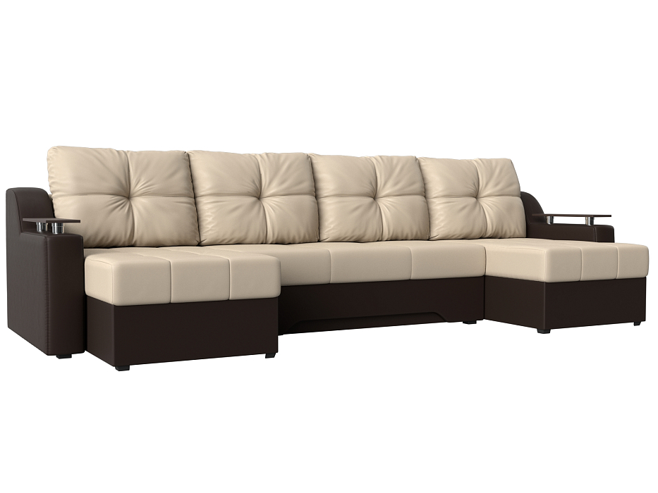 П-образный диван Сенатор (бежевый\коричневый цвет)