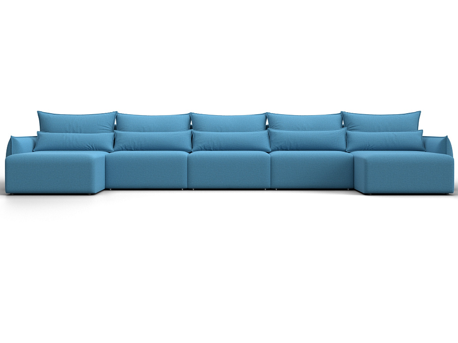 Диван П-образный Лига-051 НПБ МегаЛонг (амур 10 голубой)