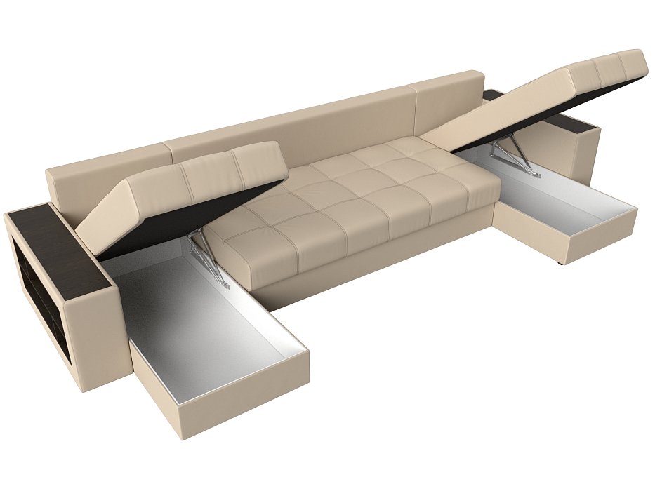 Диван П-образный Дубай полки слева (бежевый)