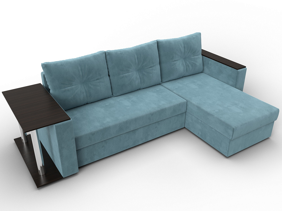 Диван угловой Атланта со столом правый угол (seven 113 бирюзовый)