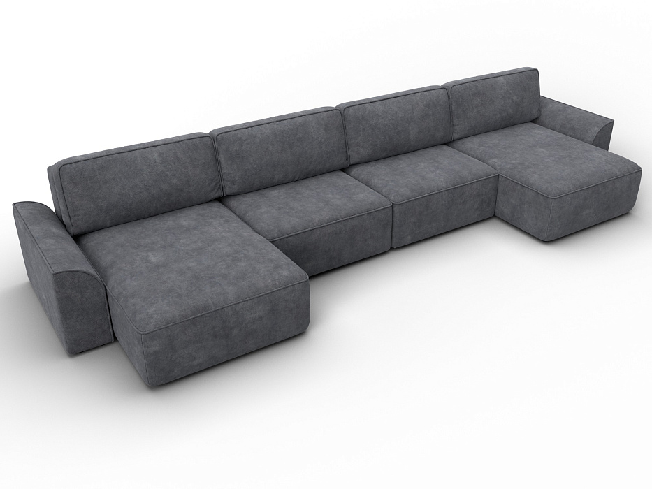 Диван П-образный Лига-048 НПБ лонг (brut 16 темно-серый)
