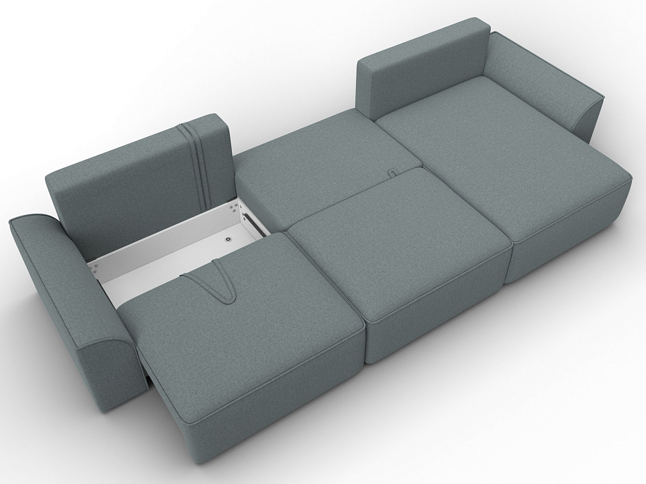 Диван угловой Лига-048 НПБ лонг (амур 07 серый)