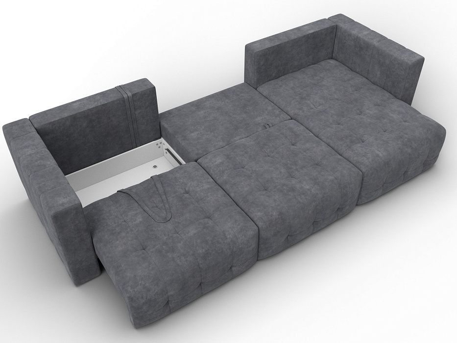 Диван угловой Лига-052 НПБ Лонг угол универсальный (brut 16 темно-серый)