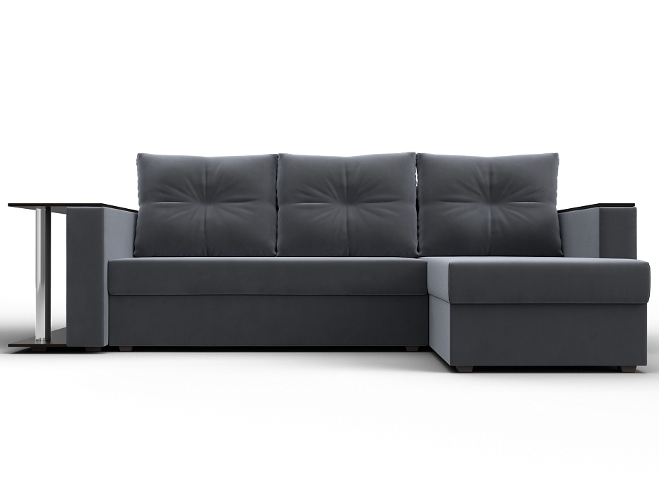 Диван угловой Атланта со столом правый угол (seven 17 серый)