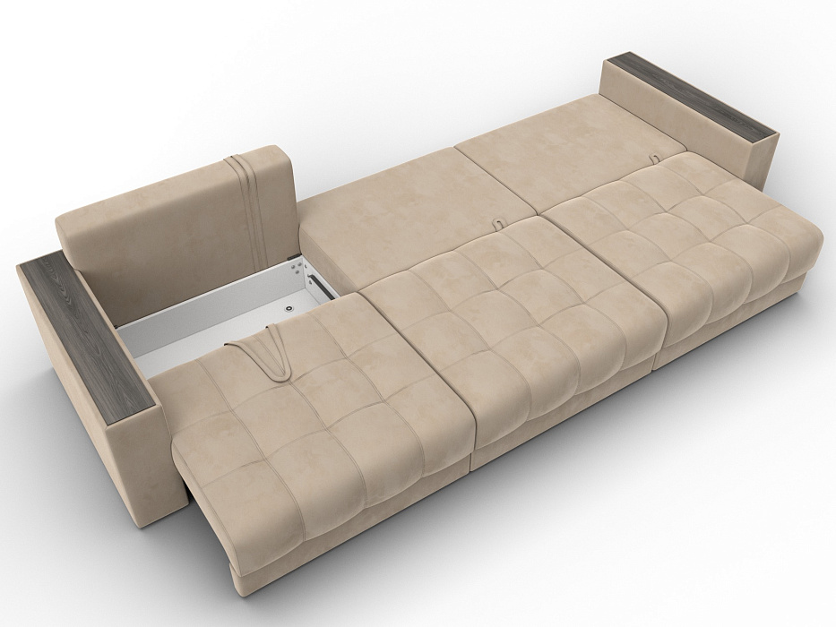 Диван прямой с декором Лига-049 НПБ Лонг (seven 729 бежевый)