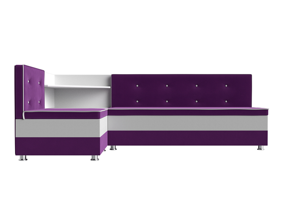 Кухонный угловой диван Милан левый угол (фиолетовый\белый)