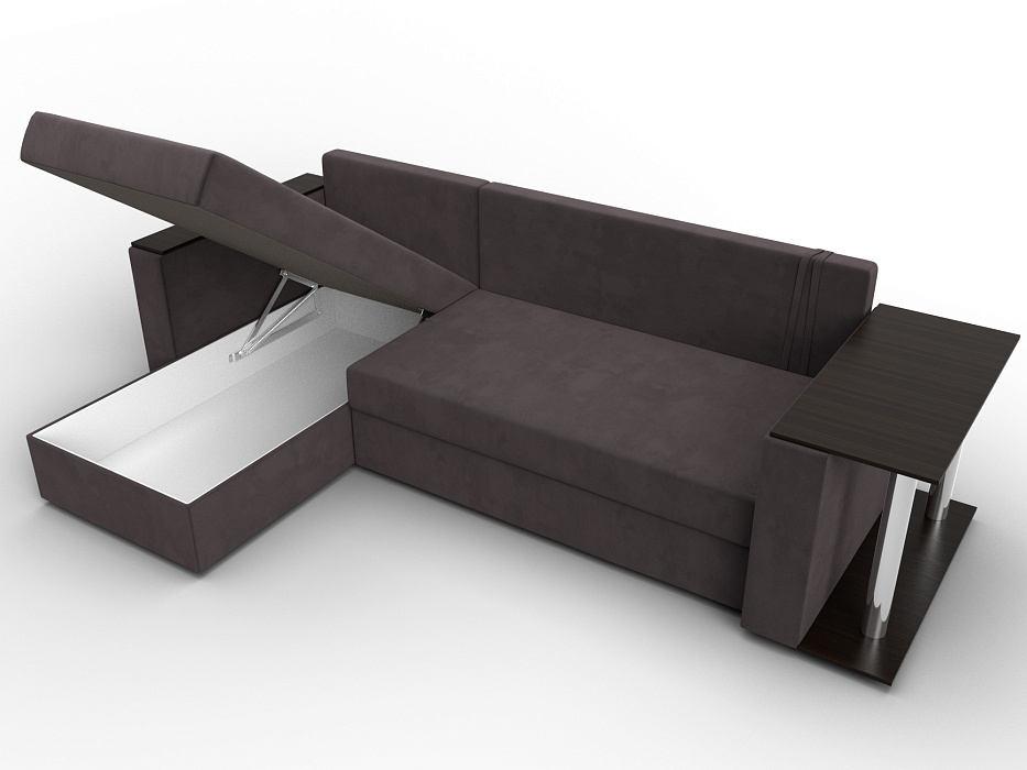 Диван угловой Атланта со столом левый угол (seven 727 коричневый)