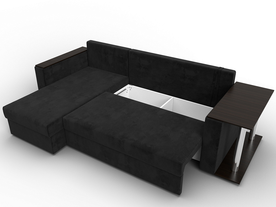 Диван угловой Атланта со столом левый угол (seven 35 черный)