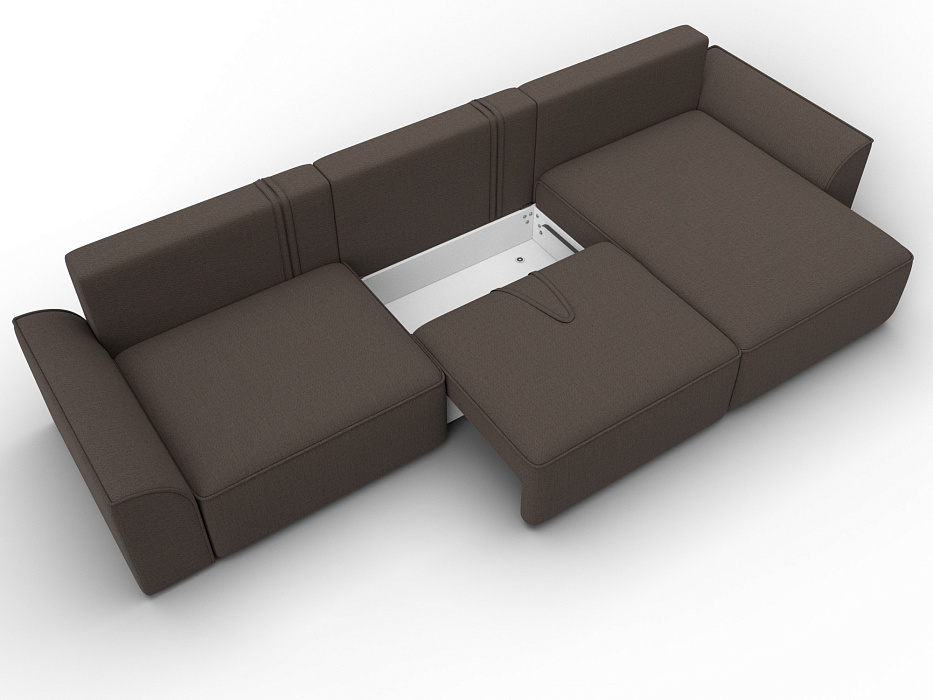 Диван угловой Лига-048 НПБ лонг (амур 05 коричневый)