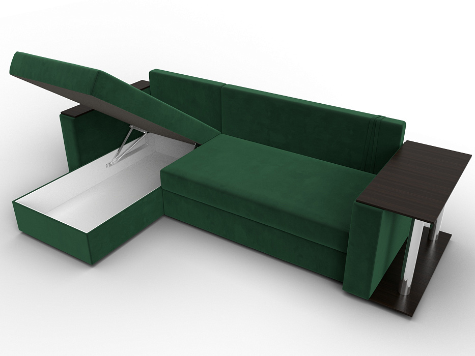 Диван угловой Атланта со столом левый угол (seven 626 зеленый)
