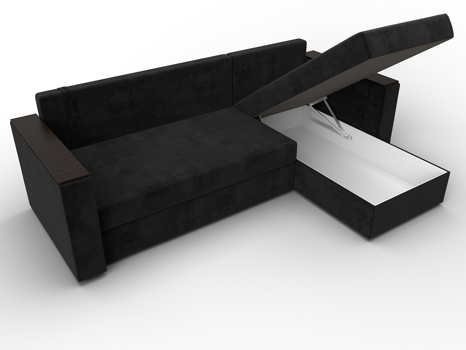 Диван угловой Атланта без стола универсальный угол (черный)