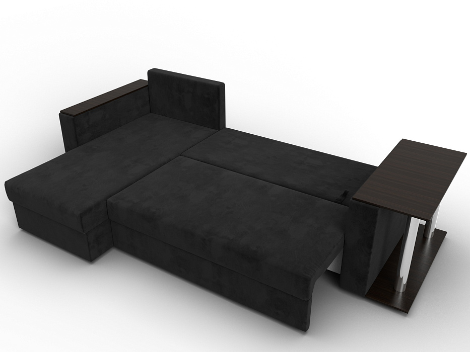 Диван угловой Атланта со столом левый угол (seven 35 черный)