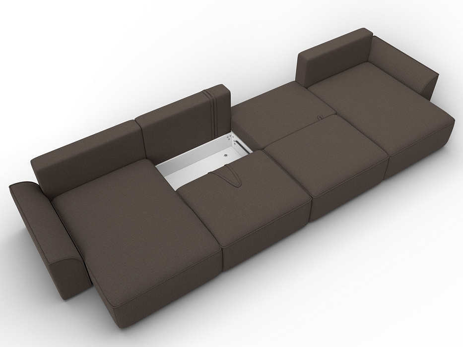 Диван П-образный Лига-048 НПБ лонг (амур 05 коричневый)