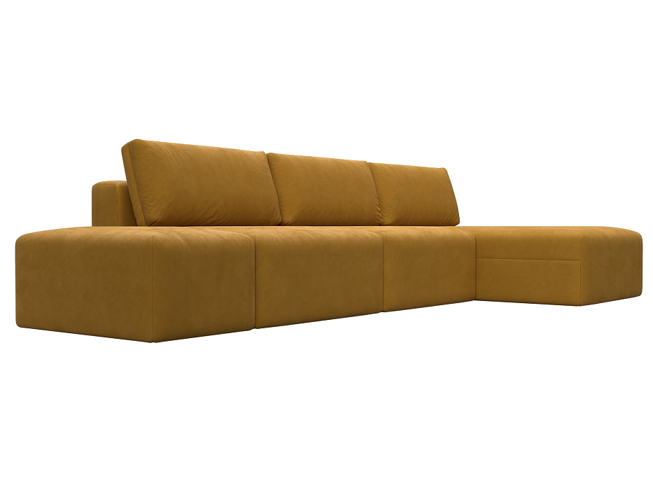 Диван угловой модульный с пуфом Лига-060 НПБ Лонг угол универсальный (brut 10 желтый)
