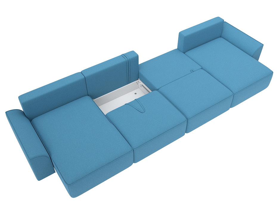 Диван П-образный Лига-048 НПБ лонг (амур 10 голубой)