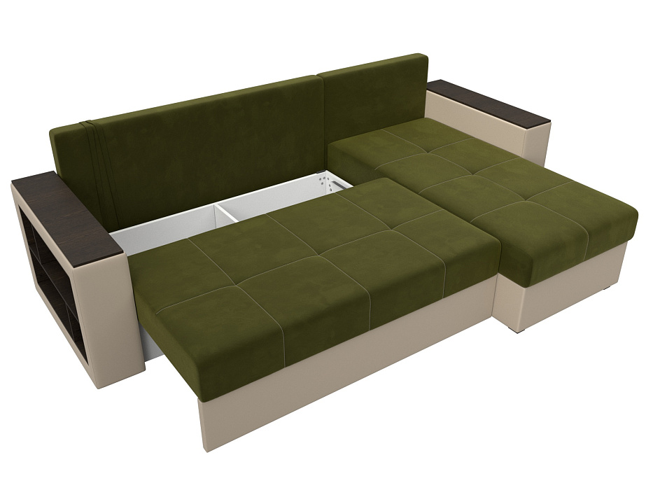 Диван угловой Дубай Лайт угол универсальный (зеленый;бежевый)