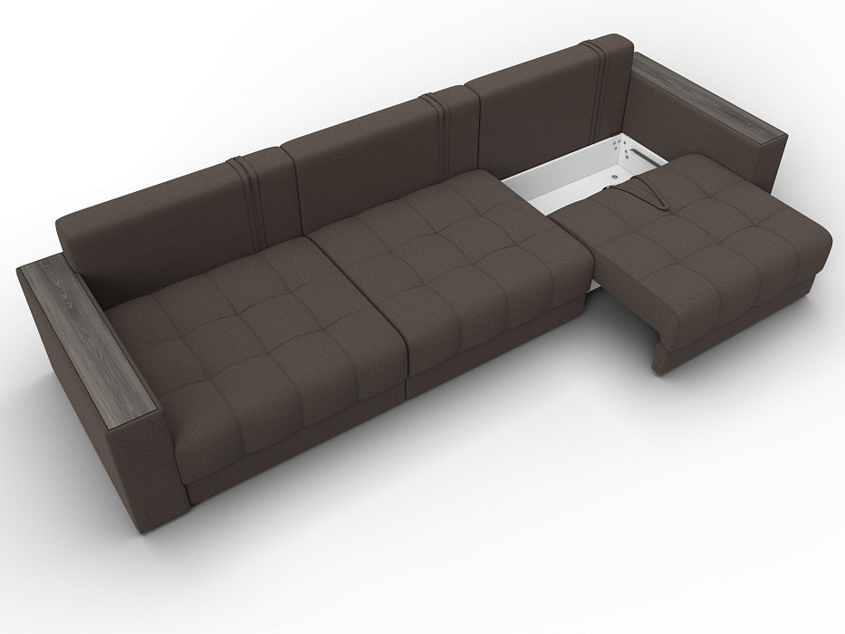 Диван прямой с декором Лига-049 НПБ Лонг (амур 05 коричневый)