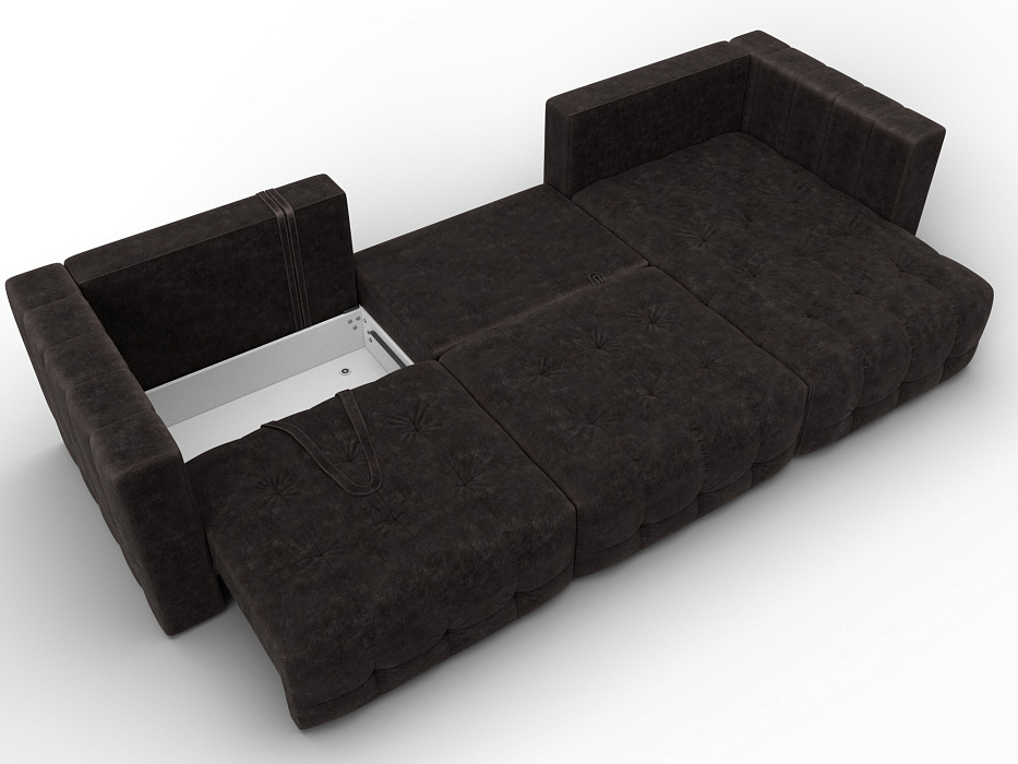 Диван угловой Лига-052 НПБ Лонг угол универсальный (brut 17 коричневый)