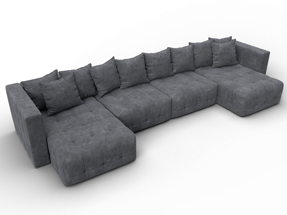 Диван П-образный Лига-052 НПБ Лонг (brut 16 темно-серый)