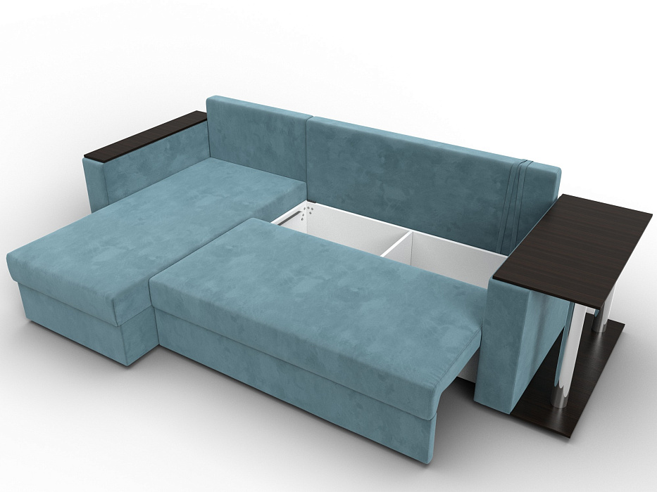 Диван угловой Атланта со столом левый угол (seven 113 бирюзовый)