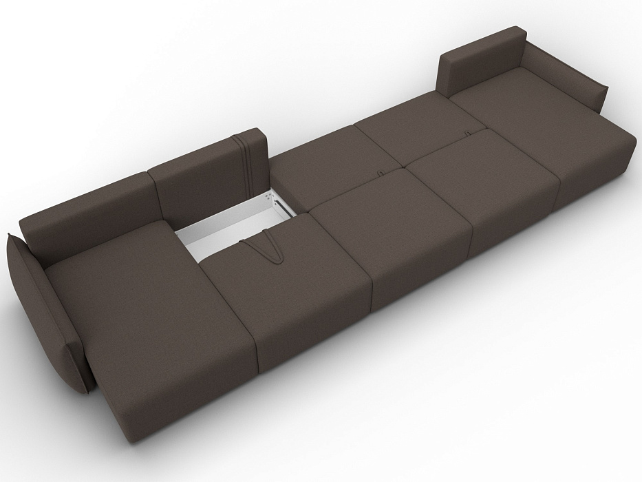 Диван П-образный Лига-051 НПБ МегаЛонг (амур 05 коричневый)