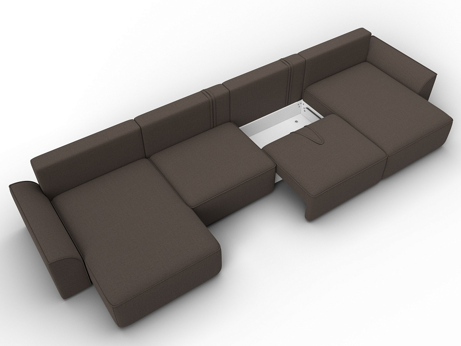 Диван П-образный Лига-048 НПБ лонг (амур 05 коричневый)