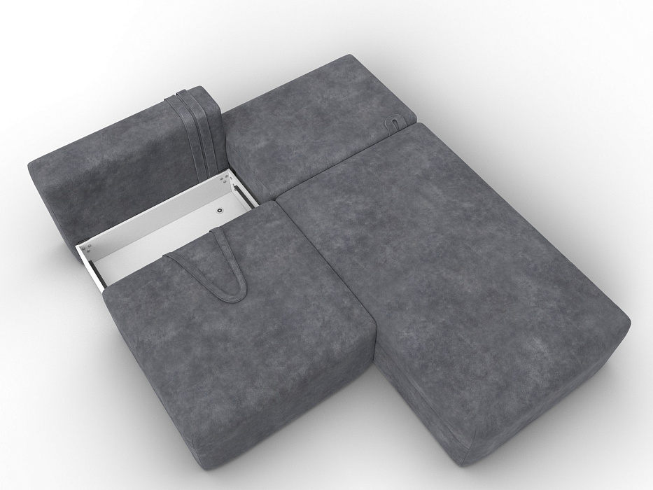 Диван угловой модульный Лига-060 НПБ угол универсальный (brut 16 темно-серый)