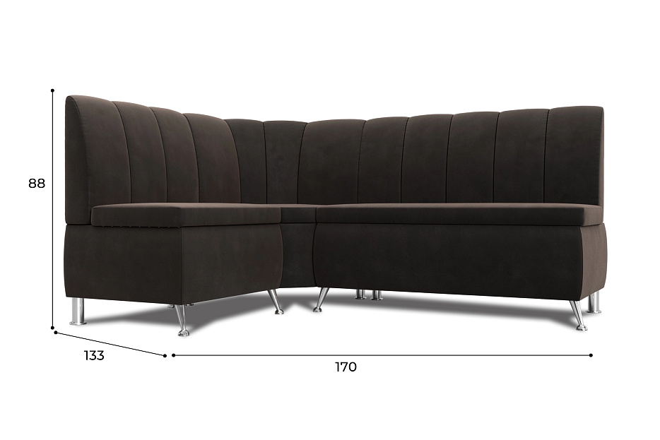 Диван кухонный угловой Кантри левый угол (seven 727 коричневый)