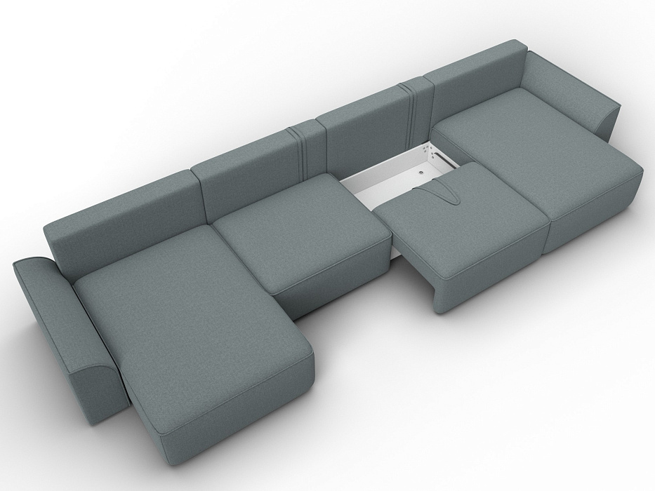 Диван П-образный Лига-048 НПБ лонг (амур 07 серый)