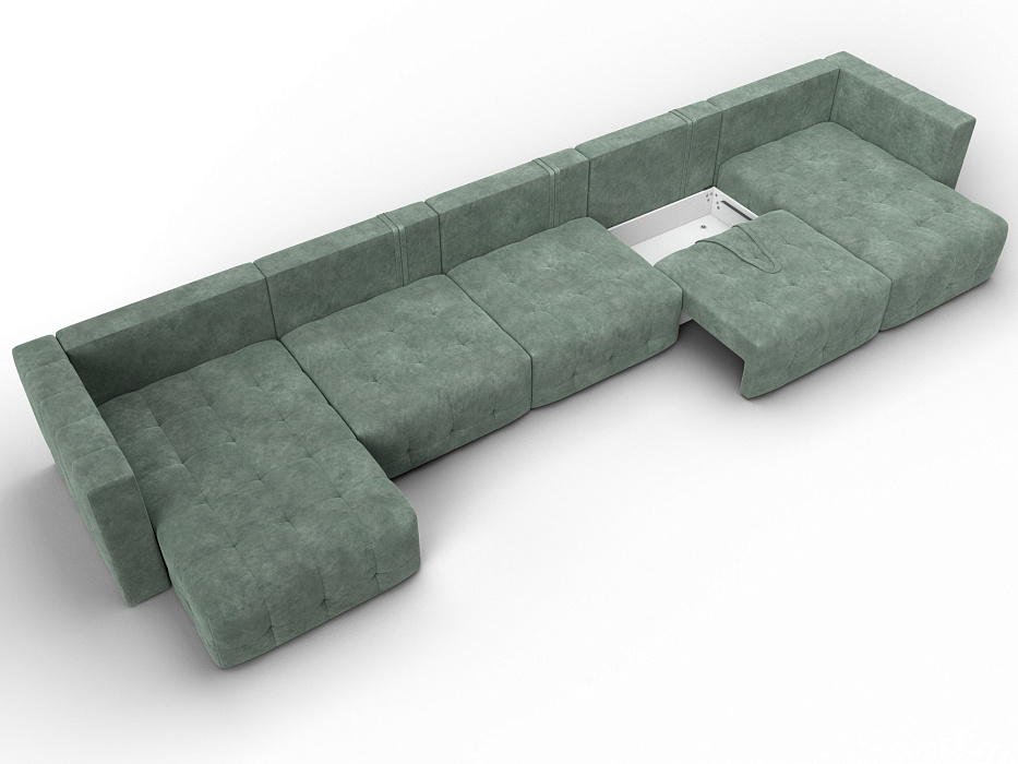 Диван П-образный Лига-052 НПБ МегаЛонг (brut 08 зеленый)