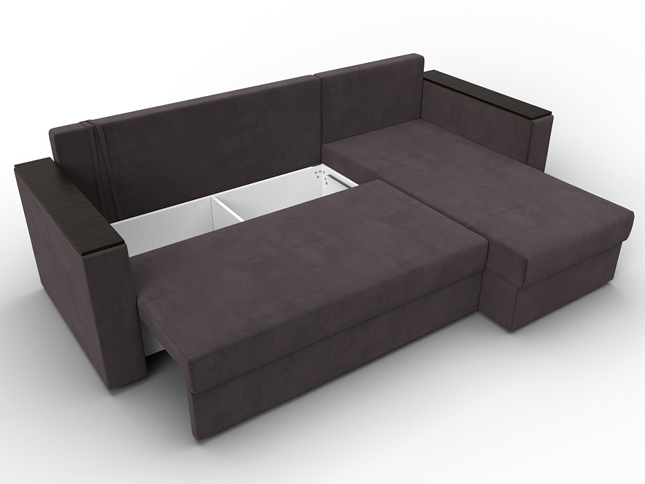 Диван угловой Атланта без стола универсальный угол (seven 727 коричневый)